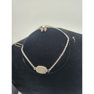 Kendra Scott Elisa Bracelet Silver Tone Sparkling Gray Drusy Bracelet Oval Charm